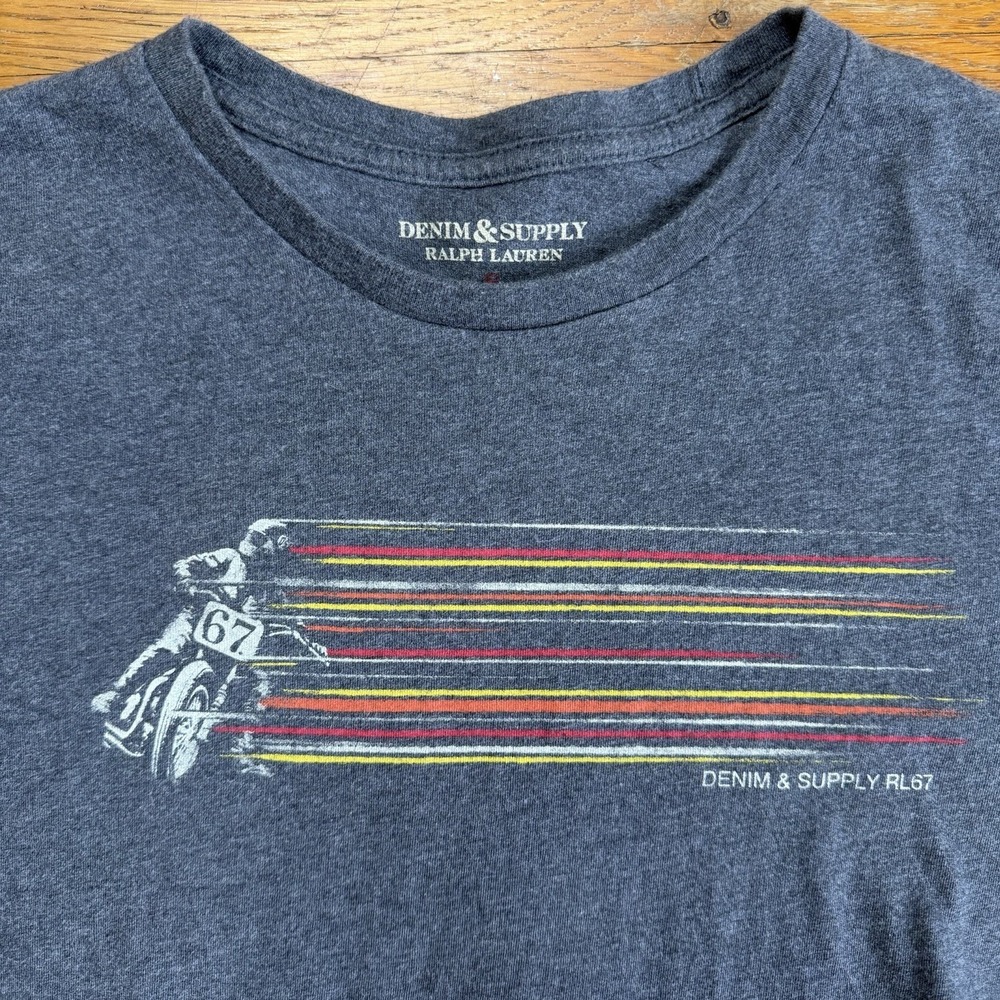 Ralph Lauren Denim & Supply Shirt Mens Small Motorcycle American RL67 Retro Gray - Picture 2 of 10